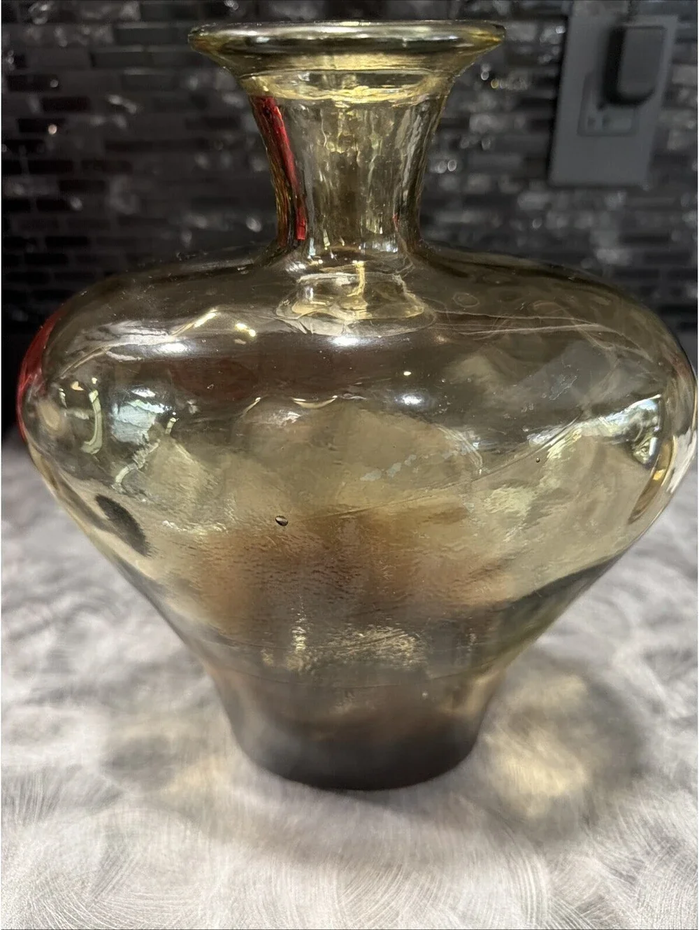 1980s Large Vidros Miguel Recycled Art Glass Decanter, Amber, Spain
